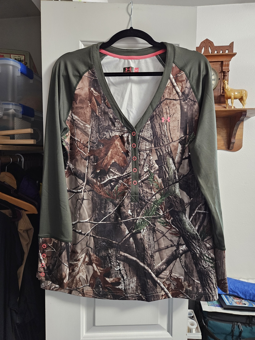 Under Armour Olive Green Camo Long-Sleeve Henley